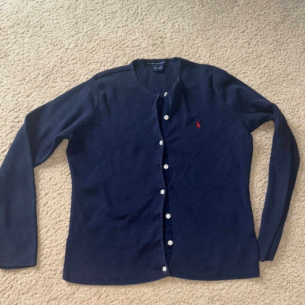 Polo by Ralph Lauren Navy Cardigan with Red Pony